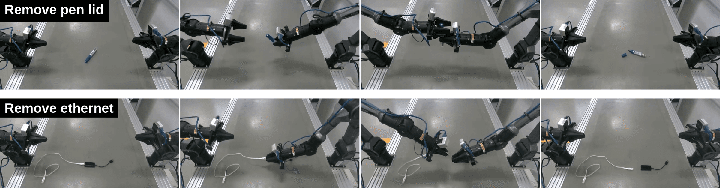 Keyframes of the two bi-manual tasks